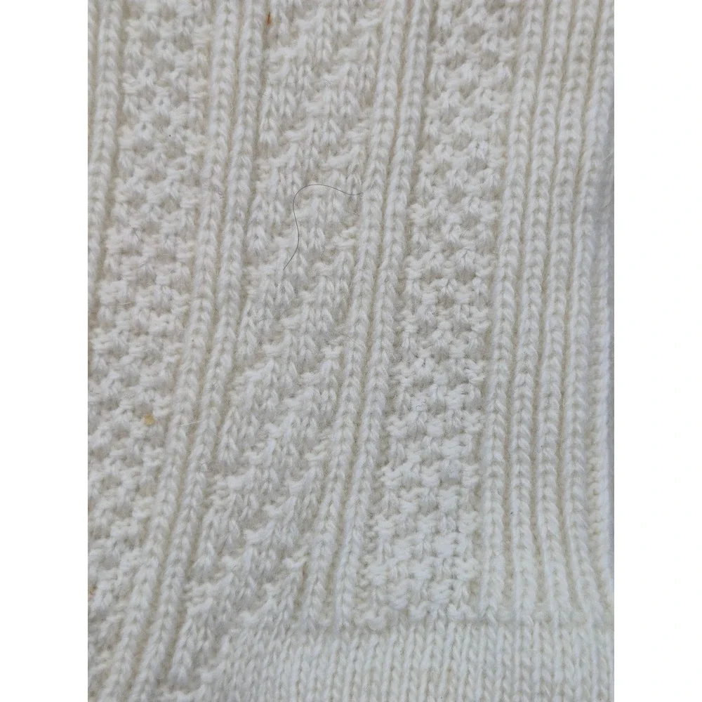 N.Firat FRT Collection Cream Wool Cable Knit Crew Socks Ivory Textured Warm